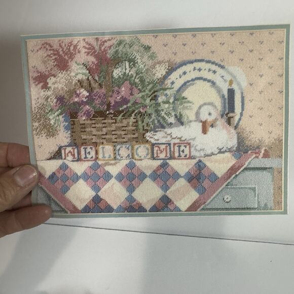 Dimensions Needlepoint Kit—Patchwork Welcome #2346 vintage 1986 Opened - Picture 6 of 8